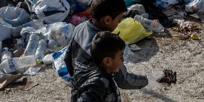 Kids at lesbos refugee camp