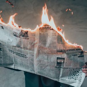 Newspaper burning