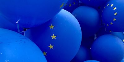 European Union flag balloons