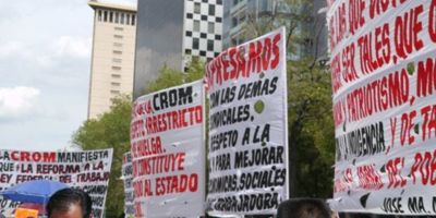 Tuesday 2nd October. Protesters in Mexico march against Government plans to liberalise the country's labour laws