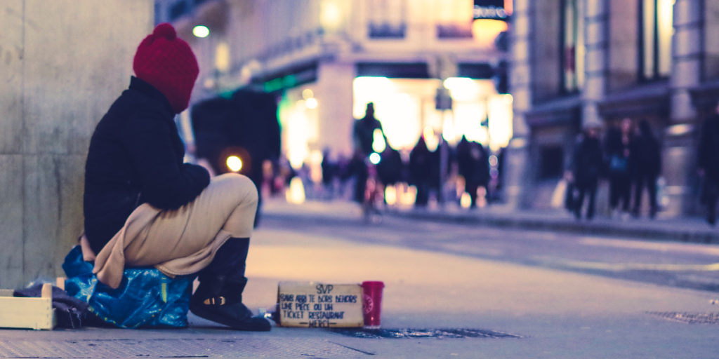 Homeless person on street/ CC0 EV