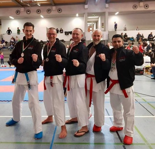 Thaer Jafar with his karate team mates